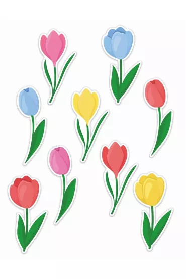LearnHow Dekoracje okienne wiosenne - Tulipany 01 9 szt.
