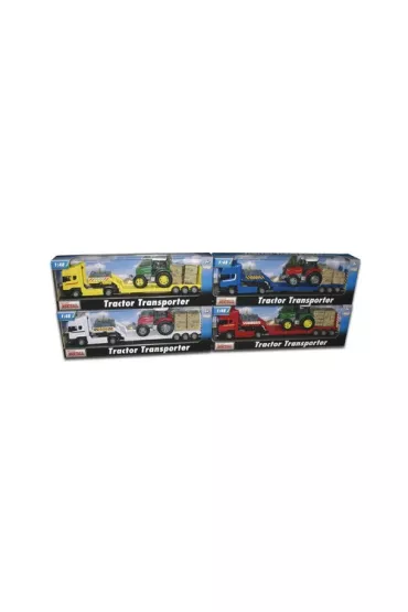Samoch�d ci�arowy Scania z traktorem na lawecie 1:48 * Teama - Zabawka