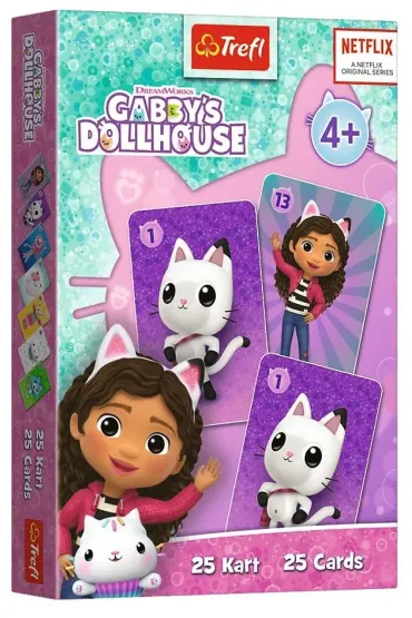 Pakiet: 300 naklejek. Koci Domek Gabi, Puzzle 4w1 - Przygody Gabi. Koci Domek Gabi (35+48+54+70 el.), Czarny Piotru� - Koci Domek Gabi, Gigantyczny notes z zadaniami. Koci Domek Gabi