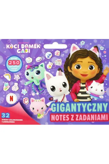 Pakiet: 300 naklejek. Koci Domek Gabi, Puzzle 4w1 - Przygody Gabi. Koci Domek Gabi (35+48+54+70 el.), Czarny Piotru� - Koci Domek Gabi, Gigantyczny notes z zadaniami. Koci Domek Gabi