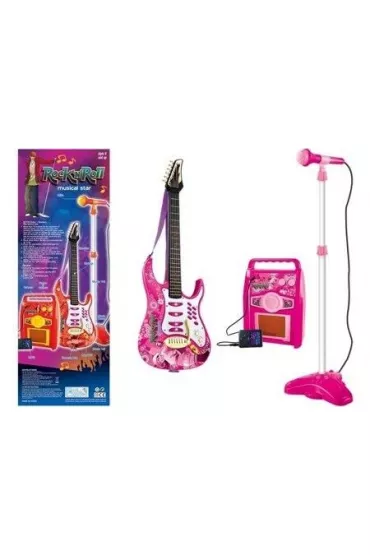LeanToys Gitara z mikrofonem r�owa