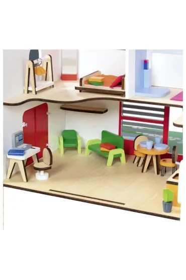 Przeno�ny domek dla lalek Eco House z akcesoriami Goki
