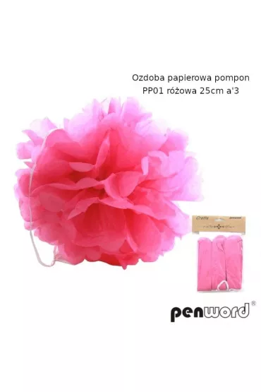 Penword Ozdoba papierowa pompon r�owa 25cm