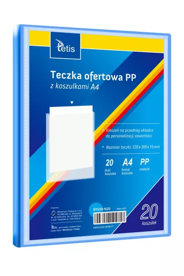 Tetis Teczka ofertowa A4 PP + 20 koszulek niebieska