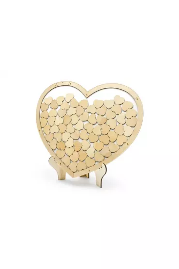 PartyDeco Drewniana ksi�ga go�ci Serce 44x37.5 cm