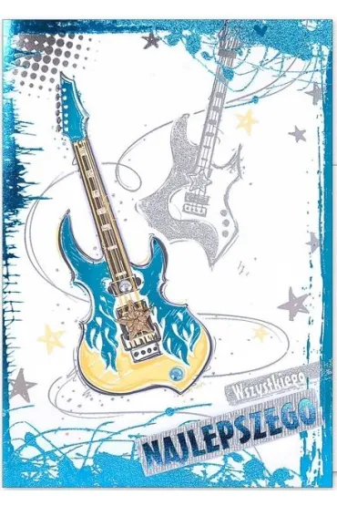 MFP Karnet urodziny gitara, metalizowane CN-552