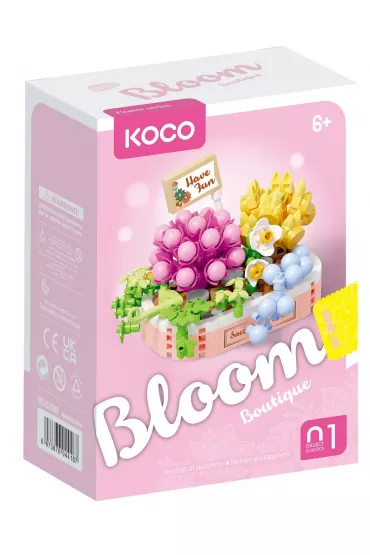 Klocki KOCO sukulenty w r�owej donicy 249 element�w