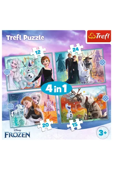 Puzzle 4w1 - Niezwyk�y �wiat. Frozen (12+15+20+24 el.) Trefl