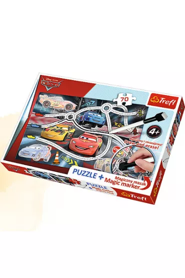 Puzzle 70 el. Ekscytuj�cy wy�cig Cars 2 75110 + mazak Trefl