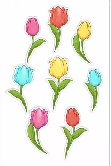 LearnHow Dekoracje okienne dwustronne - Tulipany 02 8 szt.