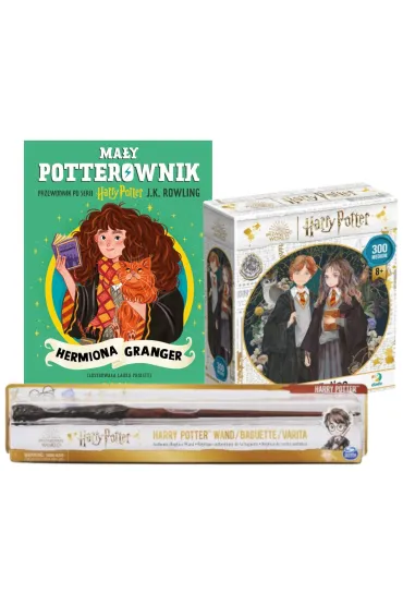 Pakiet: Ma�y potterownik. Przewodnik po serii Harry Potter. Hermiona Granger, Puzzle 300 el. Harry Potter. Hermiona i Ron, Magiczna R�d�ka Harry'ego Wizarding World
