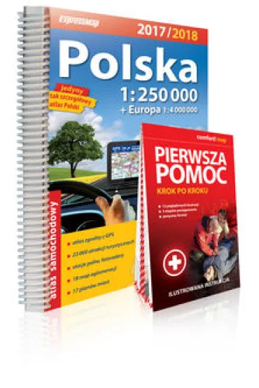 Polska Atlas Samochodowy 1:250 000 + Pierwsza Pomoc- 2017/2018