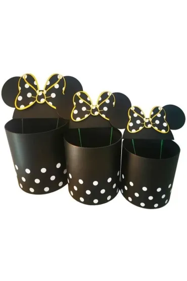 Rozette Pude�ko Flower Box okr�g�e Micky czarne 3 szt.