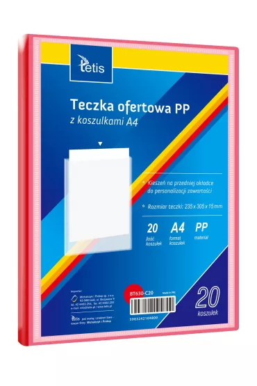 Tetis Teczka ofertowa A4 PP + 20 koszulek czerwona