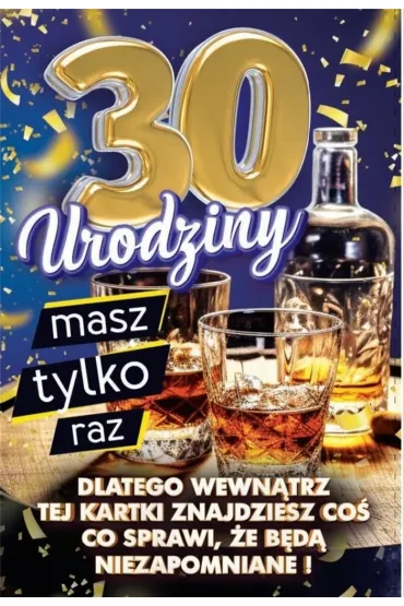 Yeku Karnet Urodziny z nak�adk� na butelk� 30