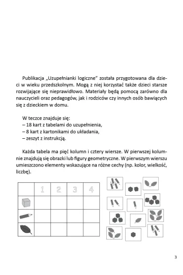 Uzupe�nianki logiczne Materia�y usprawniaj�ce logiczne my�lenie i umiej�tno�� kategoryzowania - Magdalena Hinz