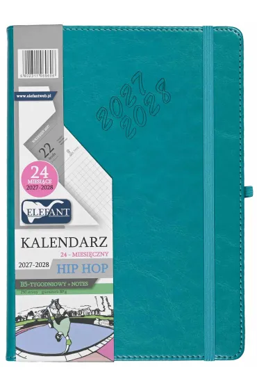 Kalendarz Hip hop 2027/28 B5 tyg. turkusowy