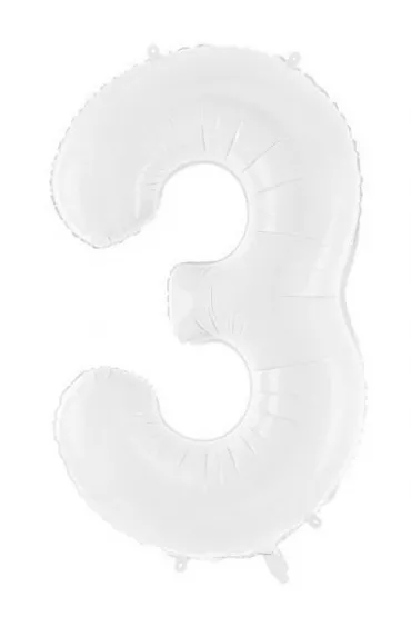 PartyDeco Balon foliowy 3 bia�y 86 cm