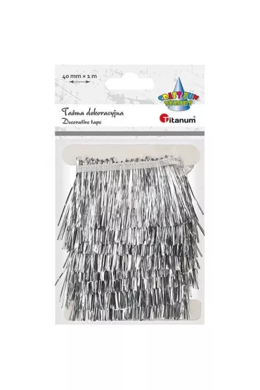 Titanum Ta�ma z fr�dzlami plastikowymi srebrna 40mm x 1m