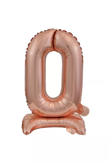 Amscan Balon foliowy mini cyfra 0 na stojaku r�owe z�oto