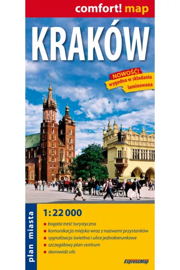 Krak�w laminowany plan miasta 1:22 000