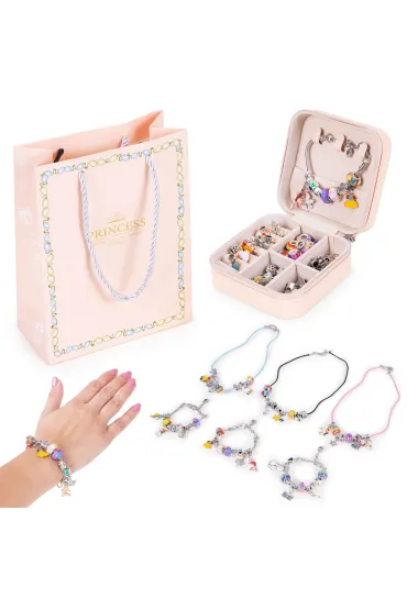 Zestaw do robienia bransoletek naszyjnik�w charmsy koraliki 66 element�w + organizer i torba Multistore