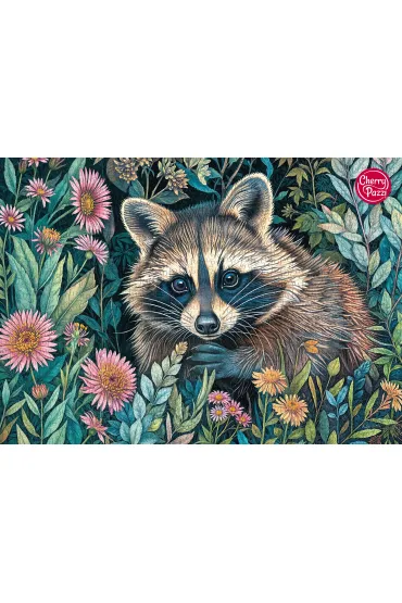 Puzzle 1000 el. Raccoon in Flowers CherryPazzi