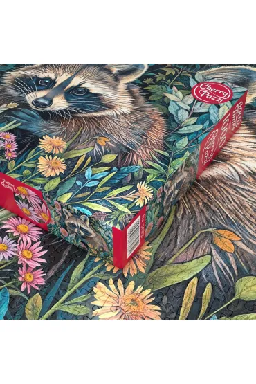 Puzzle 1000 el. Raccoon in Flowers CherryPazzi