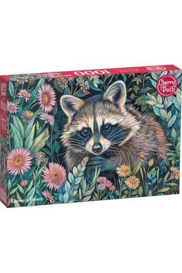 Puzzle 1000 el. Raccoon in Flowers CherryPazzi