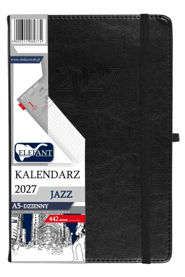 Kalendarz Jazz 2027 A5 dzienny czarny