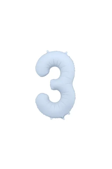 PartyDeco Balon foliowy Cyfra 3 mglisty niebieski 86cm