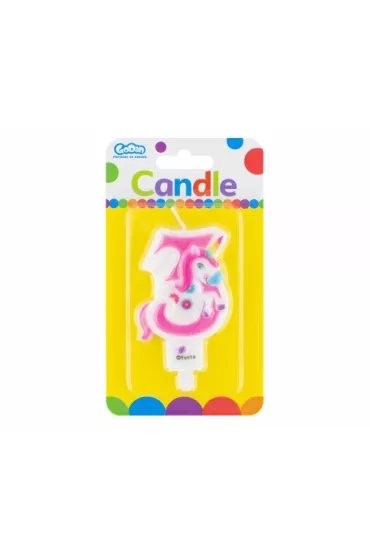 Godan �wieczka cyferka 3 z Jednoro�cem PF-SCJ3 7,8 cm