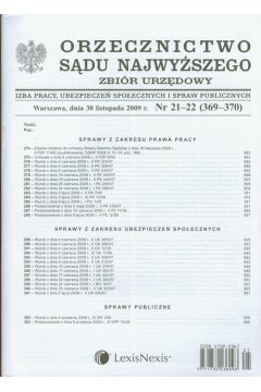 Orzecznictwo S�du Najwy�sezgo IPiUS 21-22/2009 Zbi�r urz�dowy