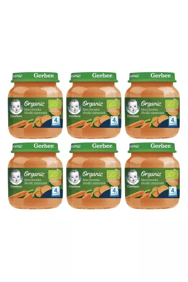 Gerber Organic Obiadek marchewka sodki ziemniak dla niemowlt po 4 miesicu Zgrzewka 6 x 125 g Bio