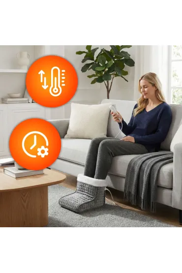 Modernhome Elektryczny ogrzewacz do st�p z pilotem mi�kki but 10 poziom�w grzania ciemnoszary