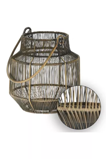 H&S Decoration Lampion druciany zoty z rczk 18 cm