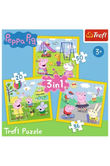 Puzzle 3w1 (20+36+50 el.) Weso�y dzie� Peppy. �winka Peppa Trefl