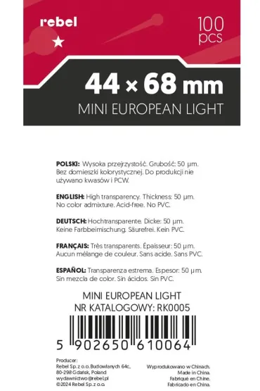 Koszulki na karty Rebel Mini European 44 x 68 mm 100 szt.