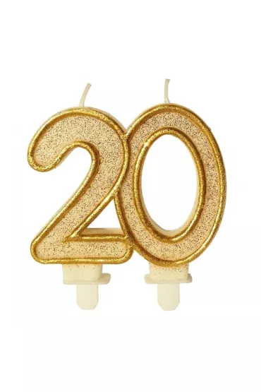GoParty �wieczka urodzinowa 20 z�oty brokat
