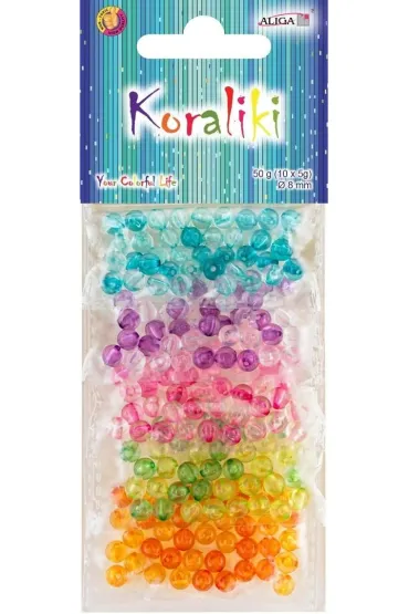 Aliga Koraliki plastikowe 8mm 10 kolor�w x 5g