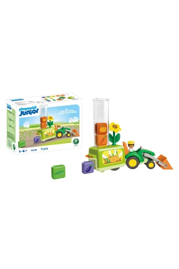 Playmobil JUNIOR: Traktor z siewnikiem 71773