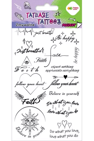 Tatua�e zmywalne Words HAPPY COLOR