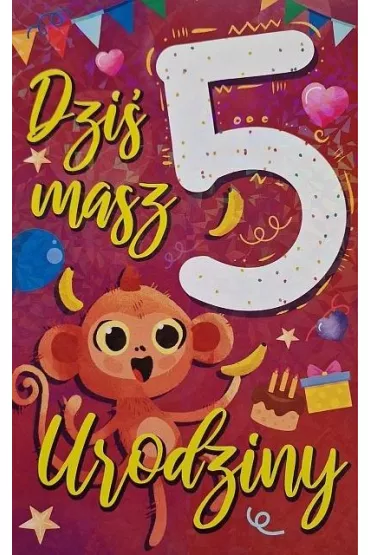 Yeku Karnet Urodziny 5 dziewczynka