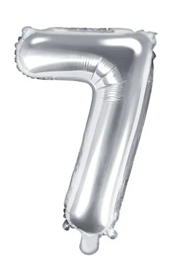 PartyDeco Balon foliowy Cyfra "7", 35cm, srebrny