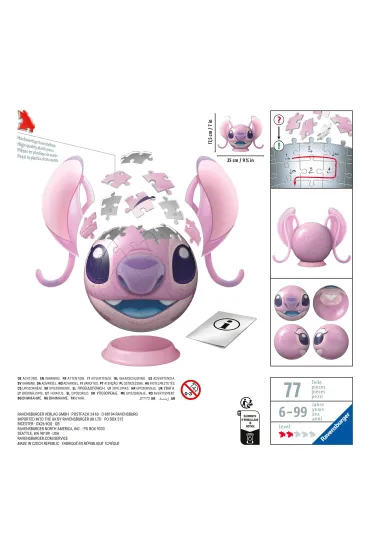 Puzzle 3D: Disney Stitch Kula Angel z uszami Ravensburger