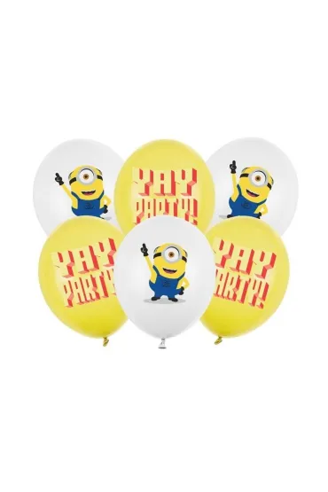 PartyDeco Balony Strong Minionki z nadrukiem 30cm 6 szt