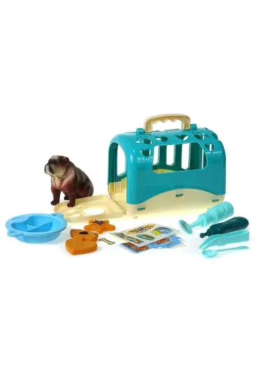 Piesek z klatk� do przenoszenia z akcesoriami Adar