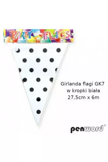 Penword Girlanda flagi w kropki bia�a 27.5cmx6m