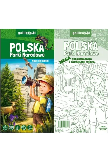 Polska Parki Narodowe - mapa+ MEGA KOLOROWANKA