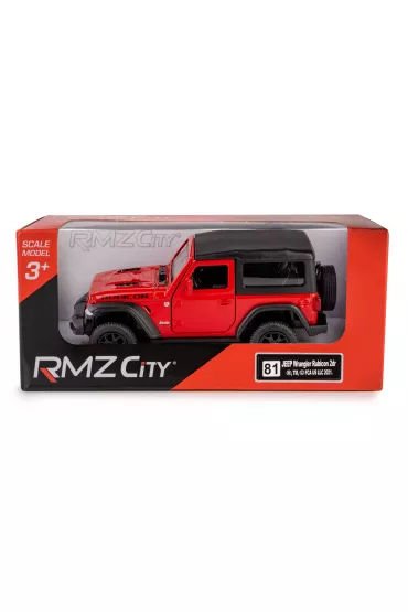 RMZ City Jeep Wrangler Rubicon 2021 Soft Top czerwony w skali 1:35 Daffi